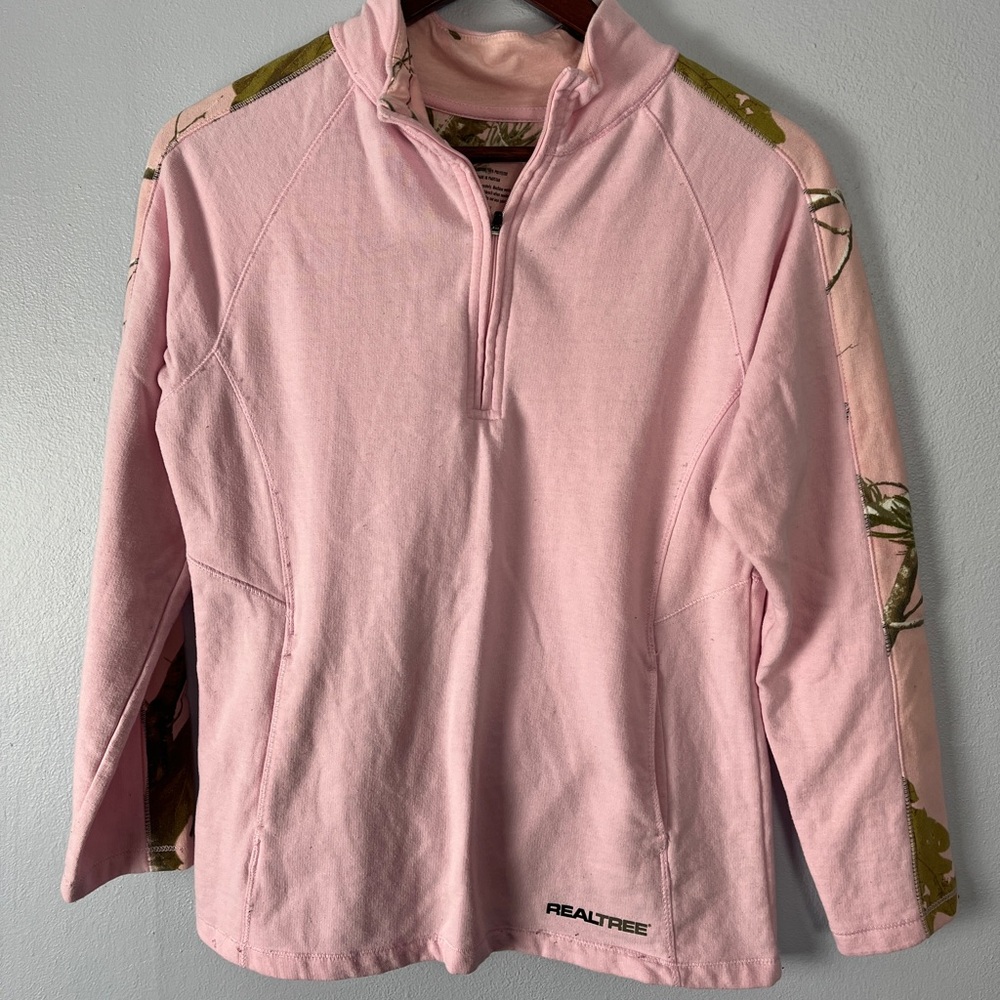 Real tree 1/4 zip pullover pink camouflage